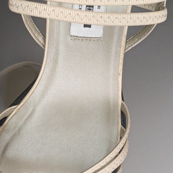 New York Transit Cream Beige Strappy 2.5 inch Heels Sandals Womens Size 10M - Picture 8 of 12
